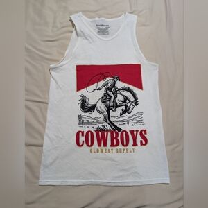 White and Red Cowboy Graphic Tank Top